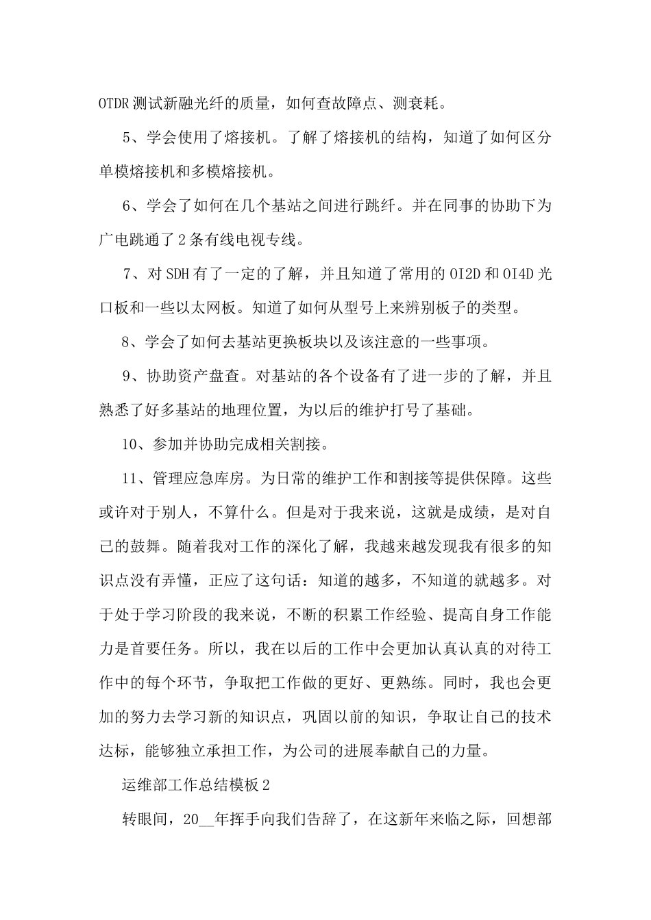 运维部工作总结模板5篇_第2页