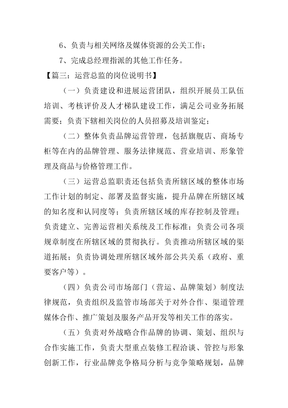 运营总监的岗位说明书_第2页