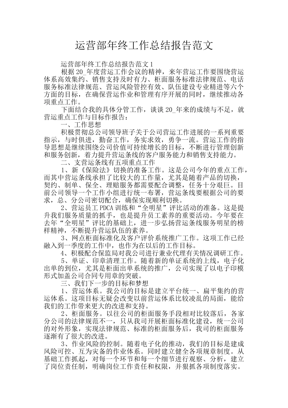 运营部年终工作总结报告范文_第1页