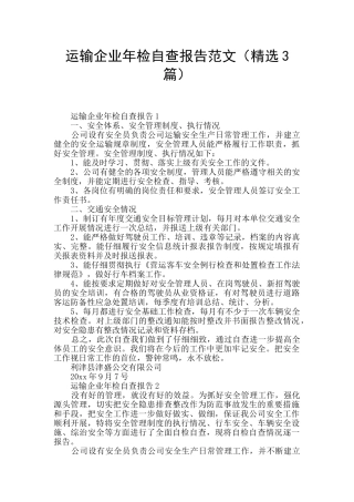 运输企业年检自查报告范文
