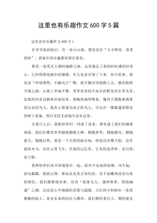 这里也有乐趣作文600字5篇