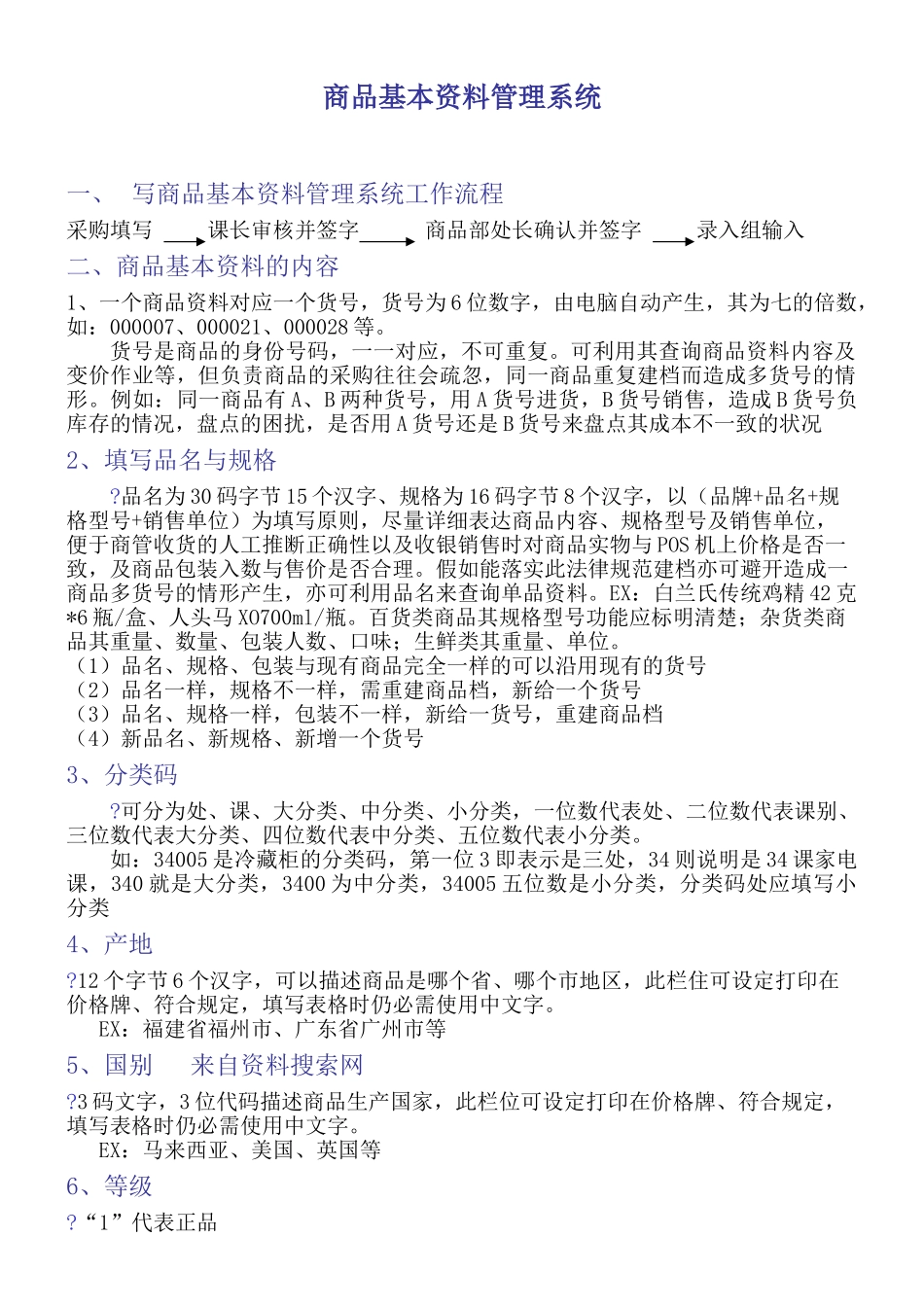 连锁超市商品基本资料管理系统_第1页