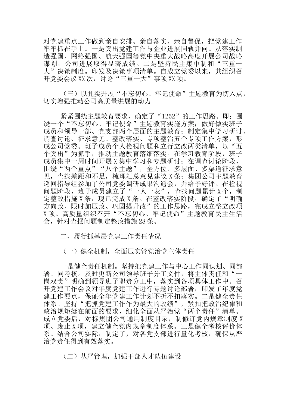 述职述廉公司党总支书记2024年度抓党建工作述职报告_第2页