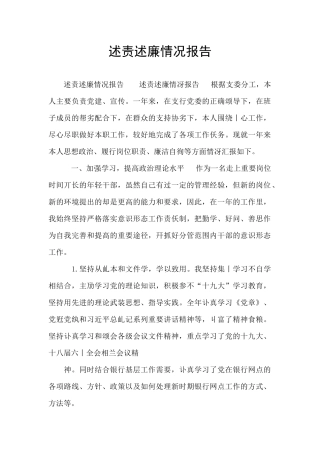 述责述廉情况报告