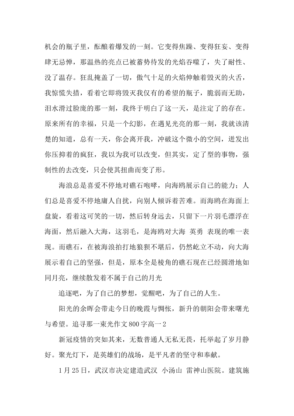 追寻那一束光作文800字高一_第3页