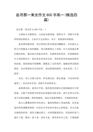 追寻那一束光作文800字高一
