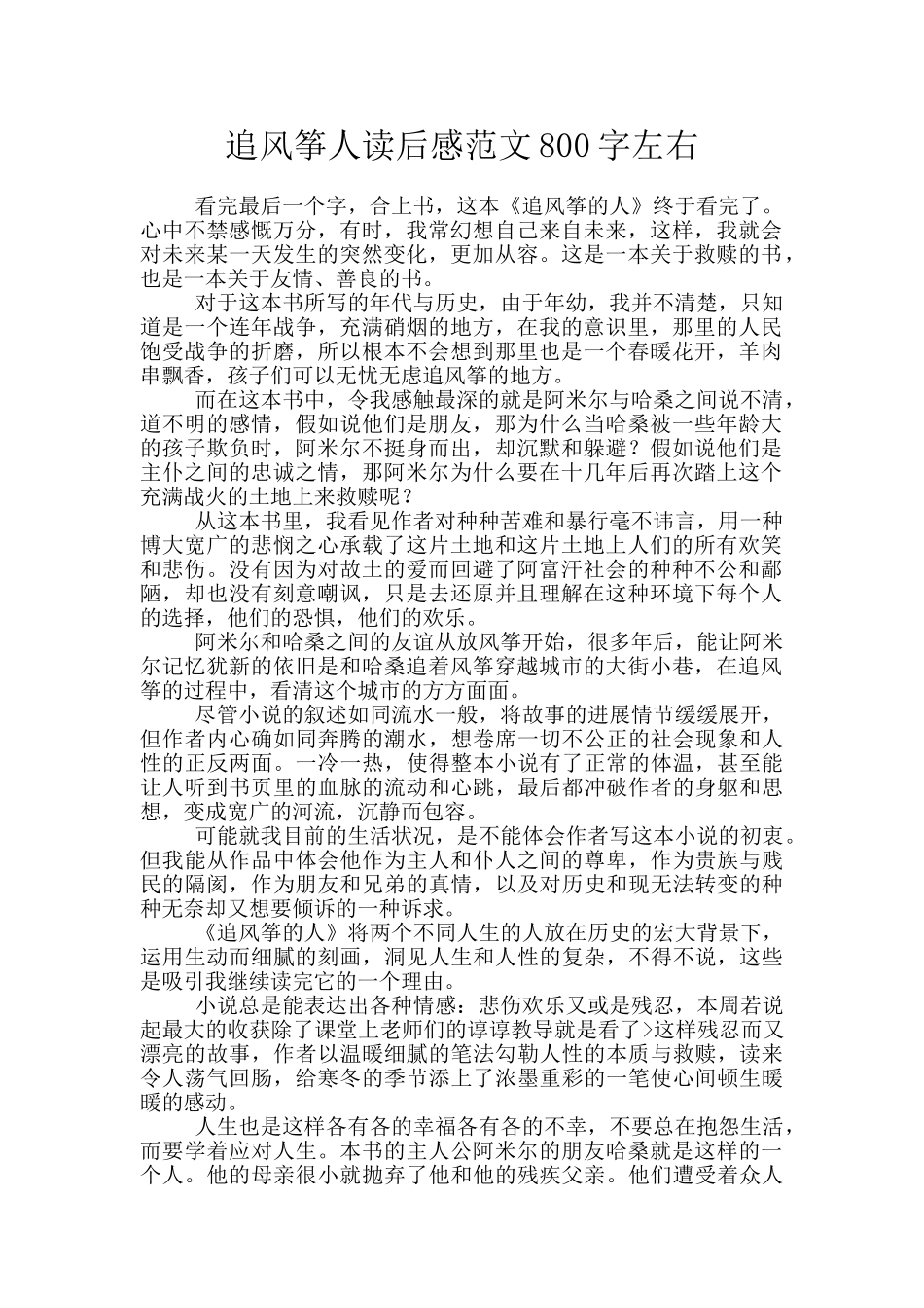 追风筝人读后感范文800字左右_第1页