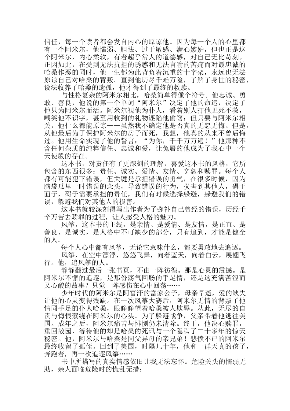 追风筝人读后感范文800字左右_第3页