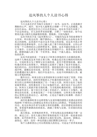 追风筝的人个人读书心得
