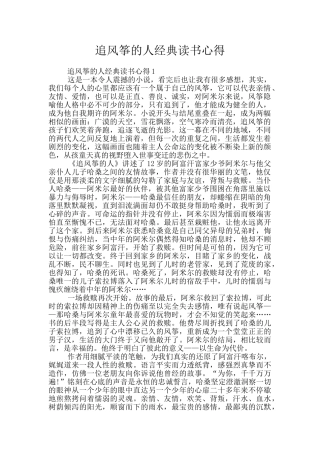 追风筝的人经典读书心得