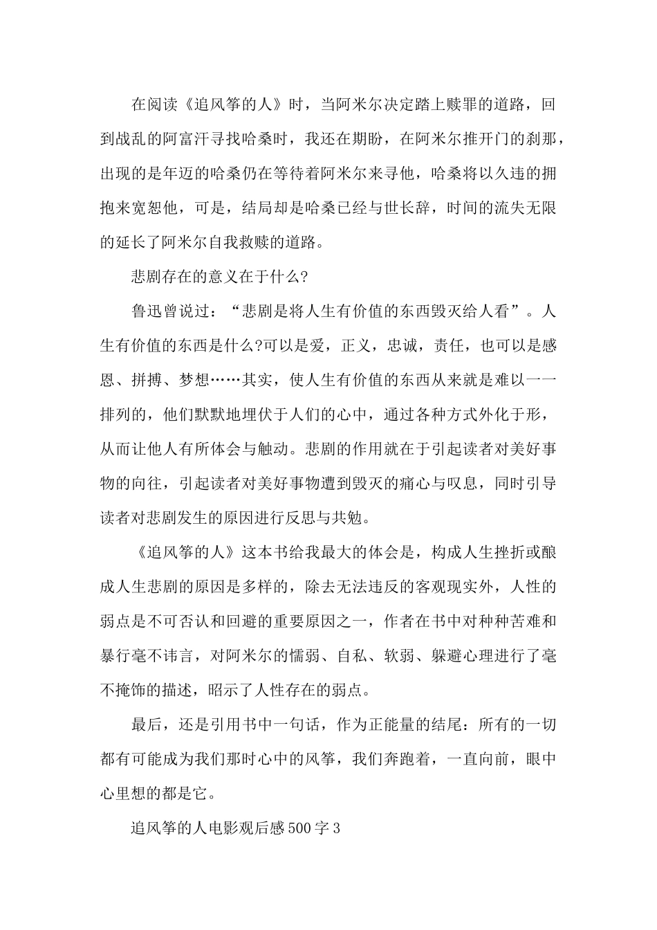 追风筝的人电影观后感500字6篇_第2页