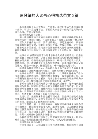 追风筝的人读书心得精选范文5篇