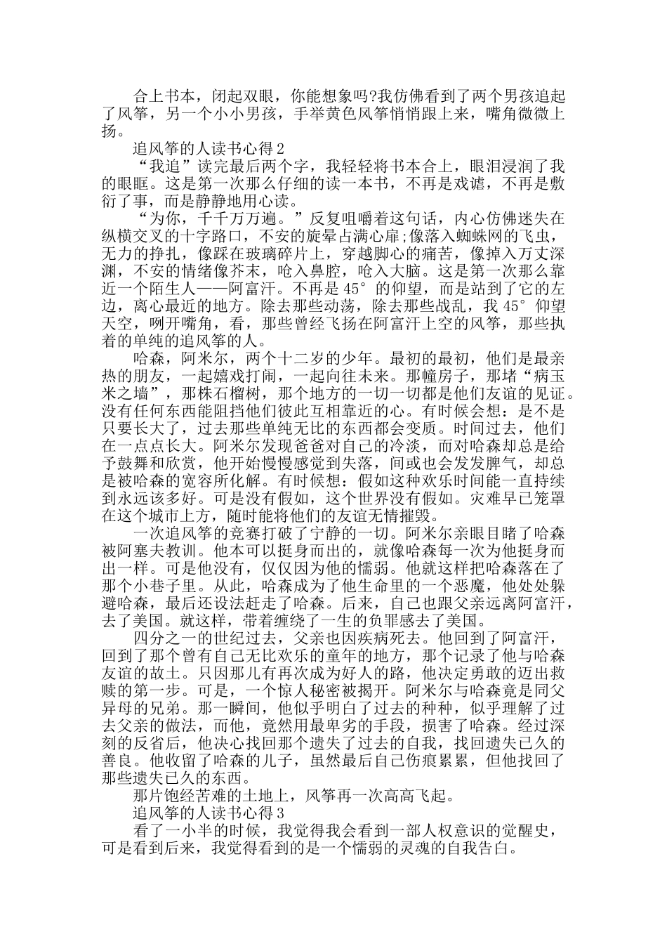 追风筝的人读书心得最新5篇700字_第2页