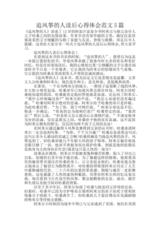 追风筝的人读后心得体会范文5篇