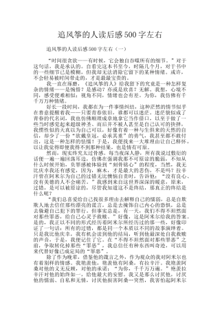 追风筝的人读后感500字左右