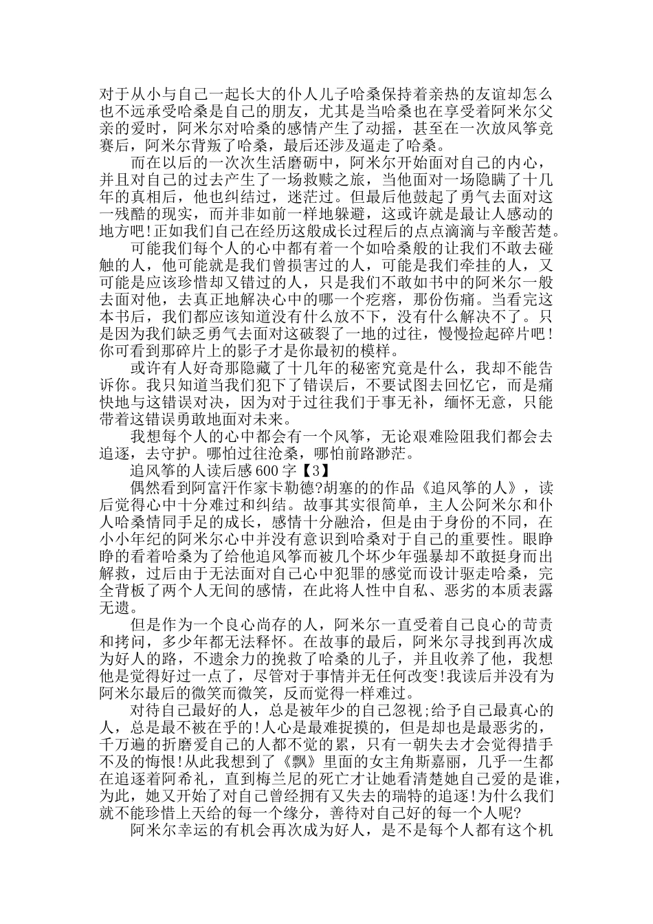 追风筝的人读后感600字_第2页