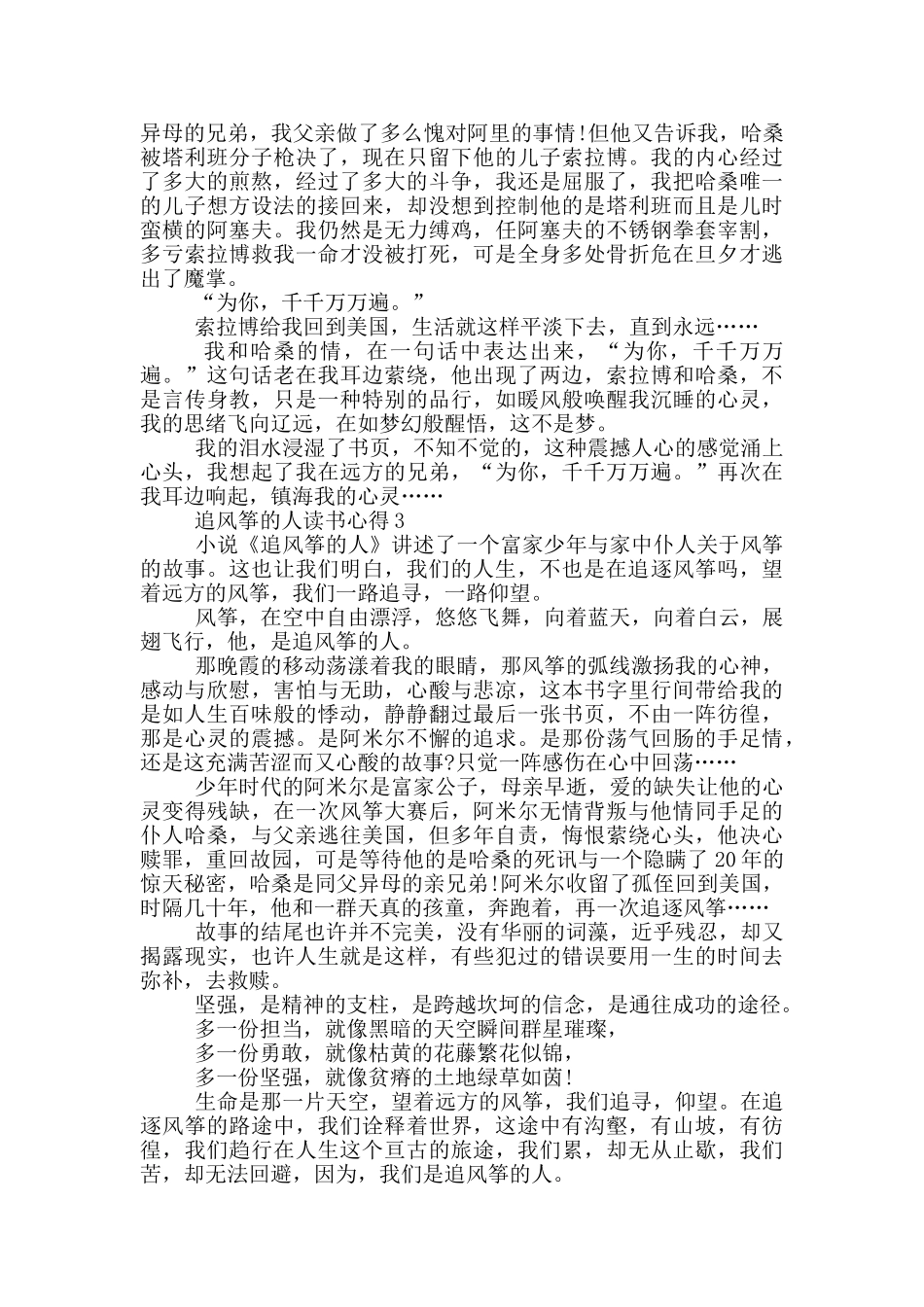 追风筝的人读书心得600字范文5篇_第2页