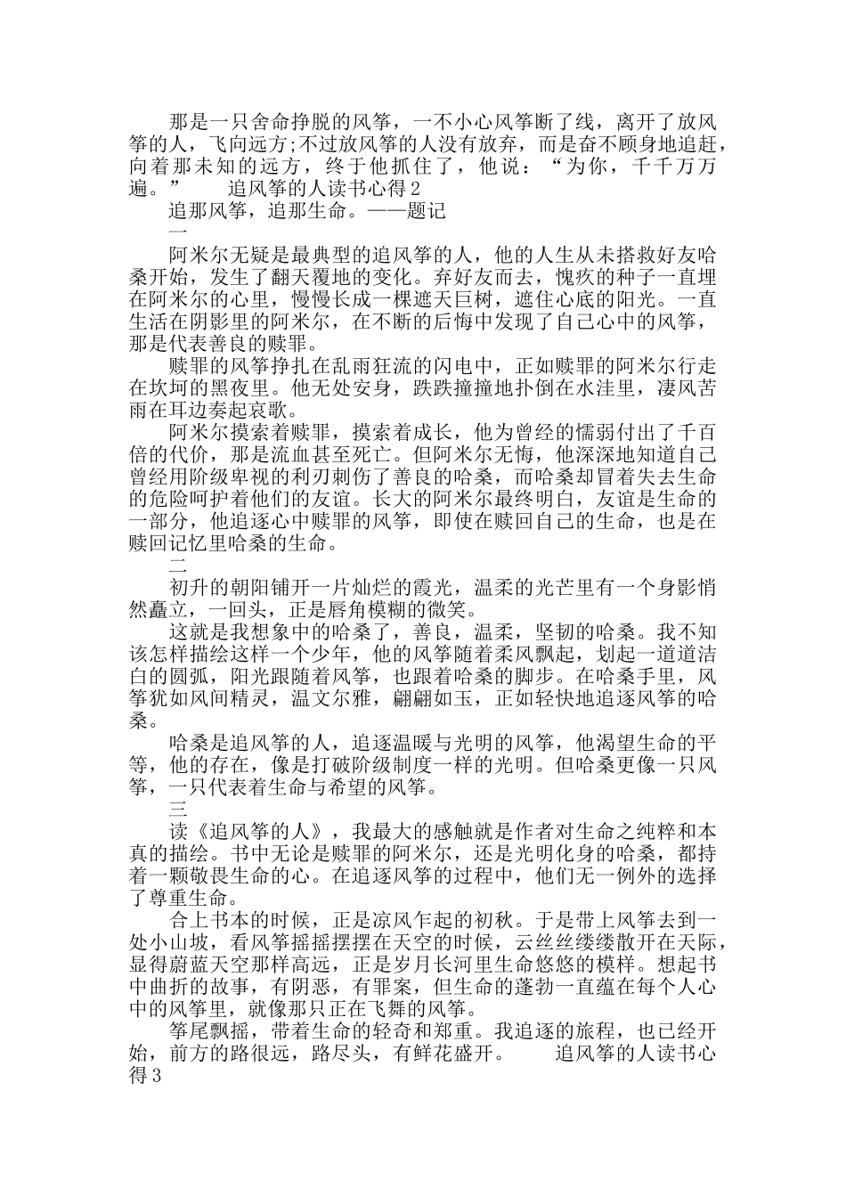 追风筝的人读书心得_第2页