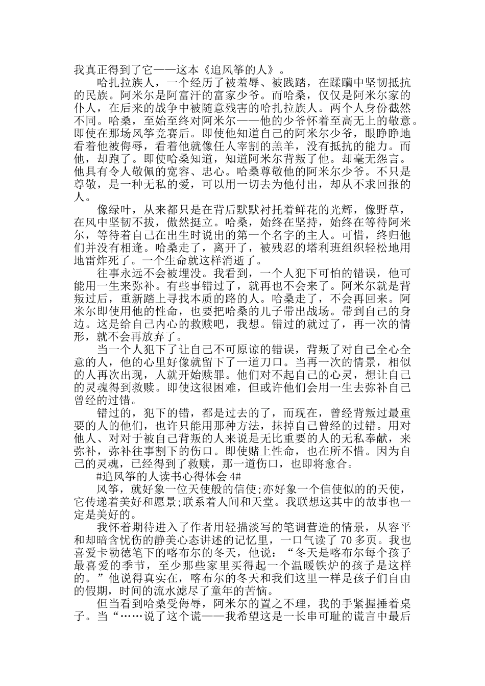 追风筝的人读后感作文700字5篇_第3页