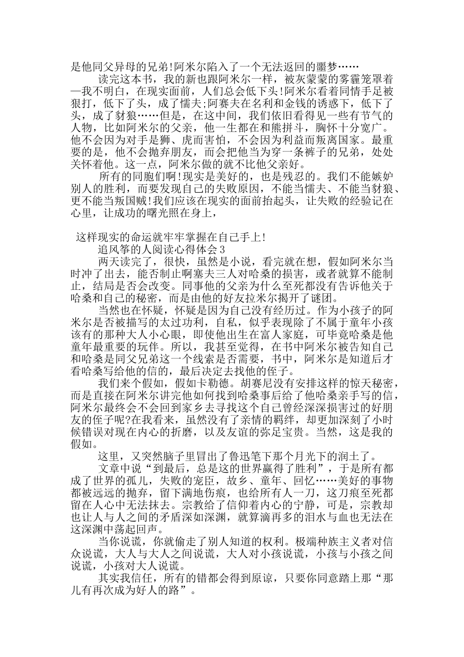 追风筝的人阅读心得体会范文5篇_第2页