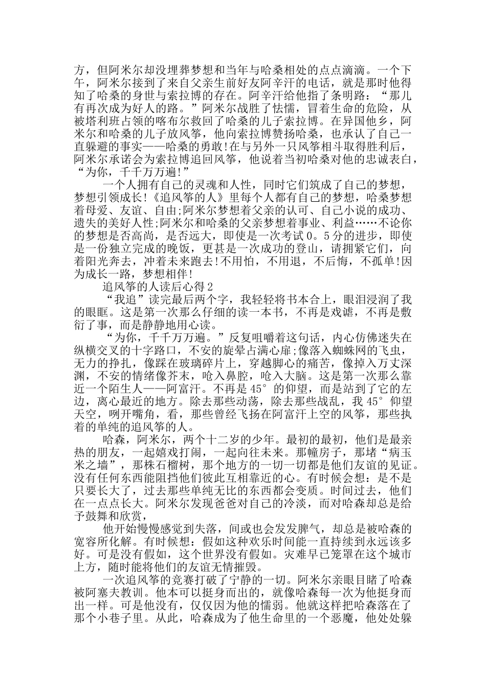 追风筝的人读后心得范文5篇_第2页