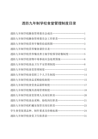 透防九年制学校食品卫生安全管理制度汇编