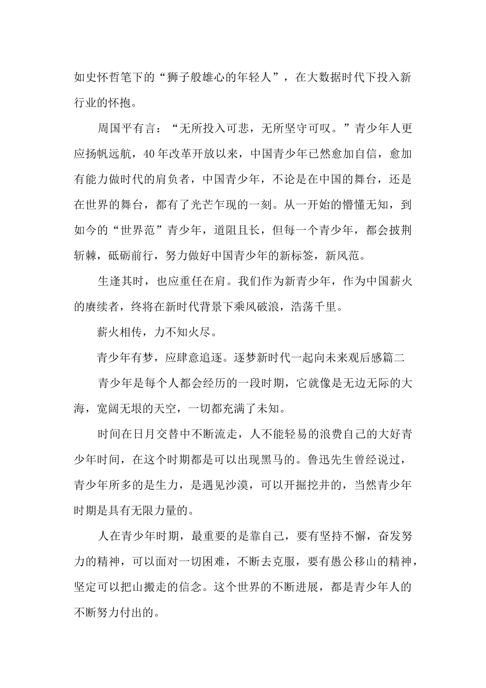 逐梦新时代一起向未来观后感范文2024_第2页