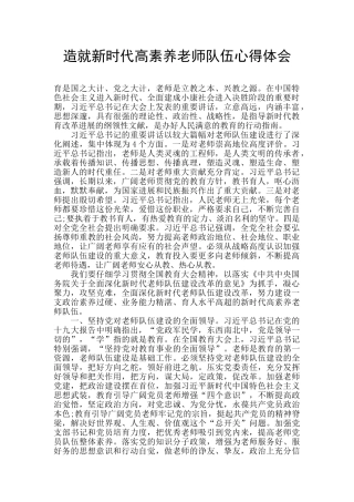 造就新时代高素质教师队伍心得体会