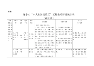 遂宁市“六大旅游度假区”项目推进情况统计表