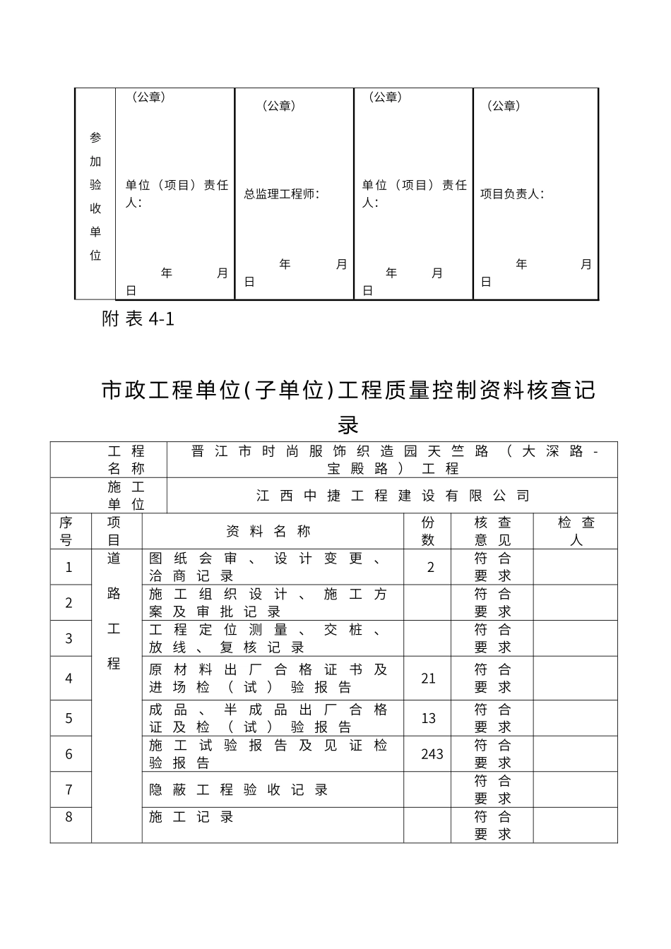 道路工程竣工验收记录文稿表_第2页