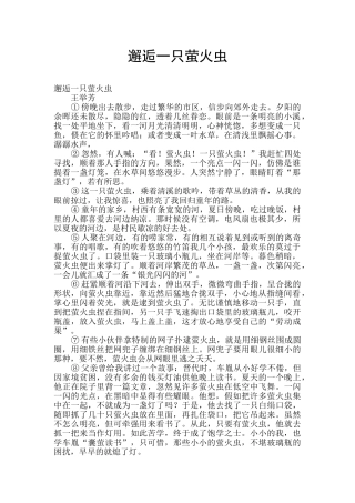 邂逅一只萤火虫