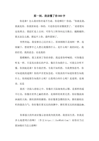 那一刻，我读懂了你900字