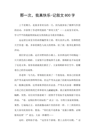 那一次-我真开心-记叙文800字