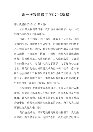 那一次我懂得了