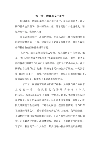 那一次，我真兴奋700字