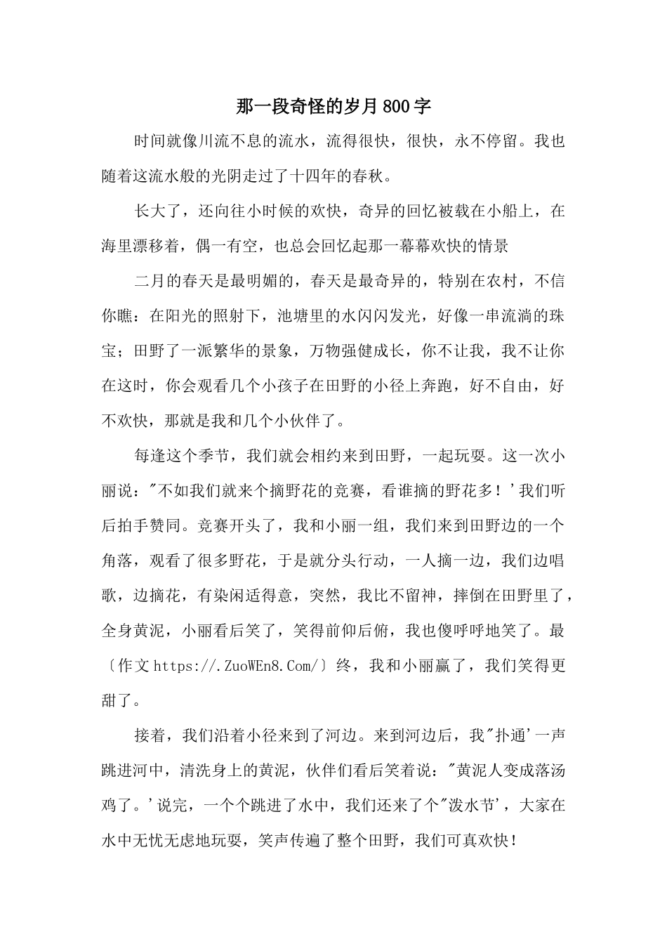 那一段美好的岁月800字_第1页