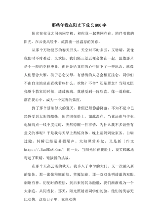 那些年我在阳光下成长800字