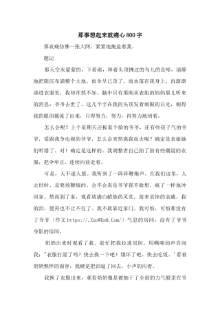 那事想起来就痛心800字