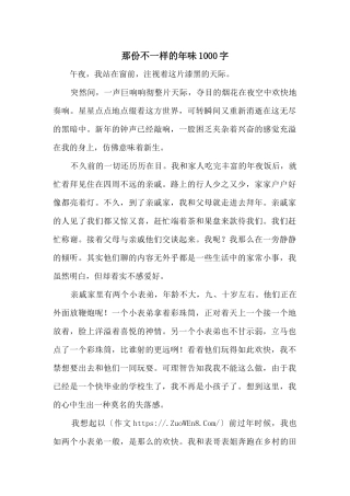 那份不一样的年味1000字