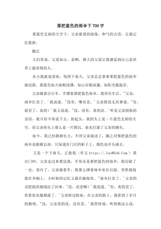 那把蓝色的雨伞下700字