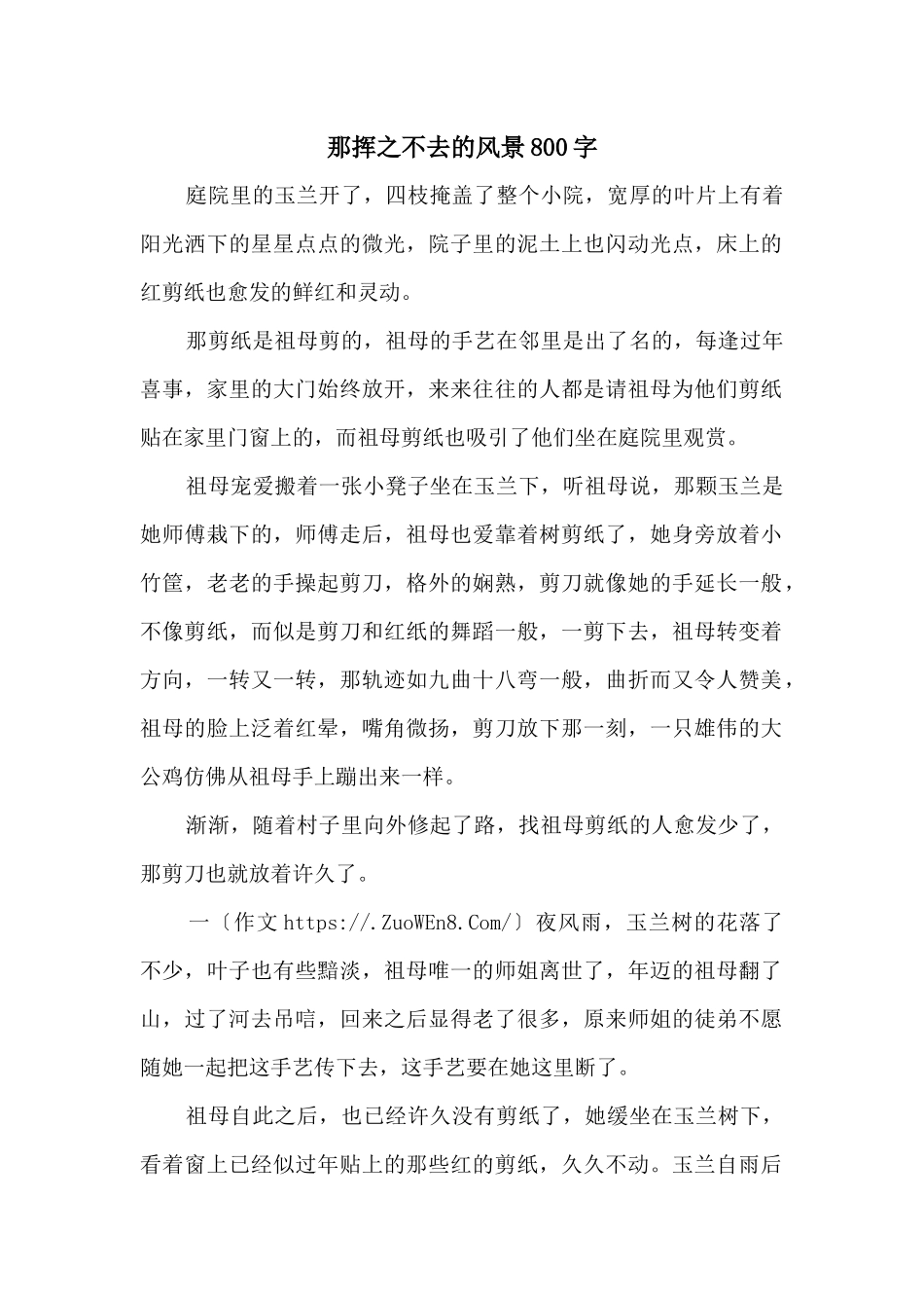 那挥之不去的风景800字_第1页