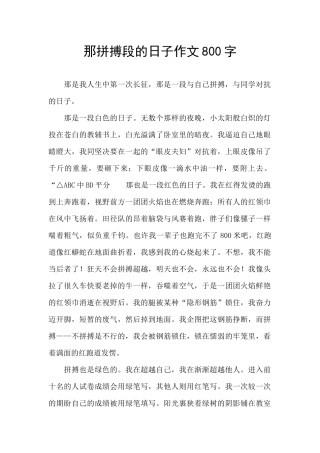 那拼搏段的日子作文800字