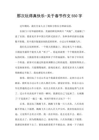 那次玩得真开心-关于春节作文550字
