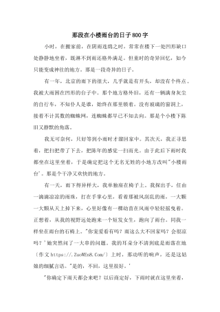 那段在小楼雨台的日子800字