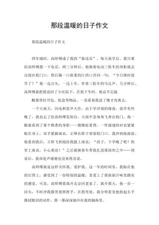 那段温暖的日子作文