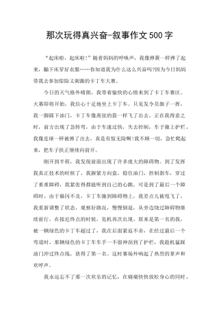 那次玩得真高兴-叙事作文500字