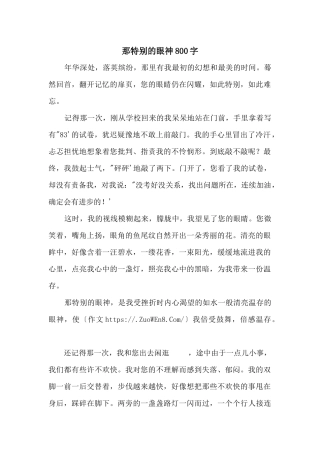那特别的眼神800字