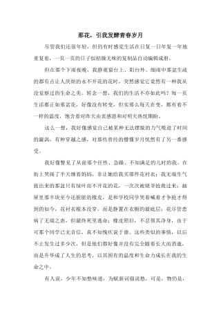 那花，引我发酵青春岁月