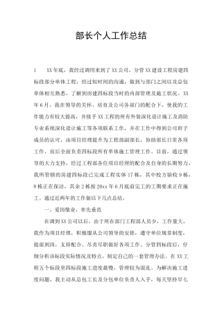 部长个人工作总结