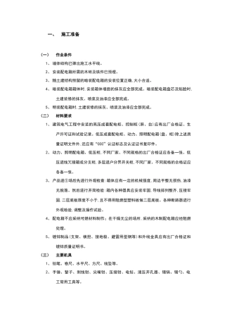 配电箱安装方案